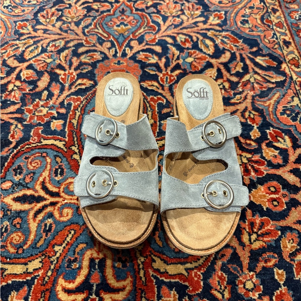 Sofft Women's Suede Buckle Sandals in Chambray Suede